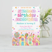 Snoep verjaardagsuitnodiging kaart (Staand voorkant)