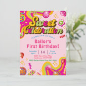 Snoep Verjaardagsuitnodiging Snoep Sweet Party Kaart (Staand voorkant)