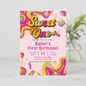Snoep Verjaardagsuitnodiging Sweet One Party Kaart (Staand voorkant)