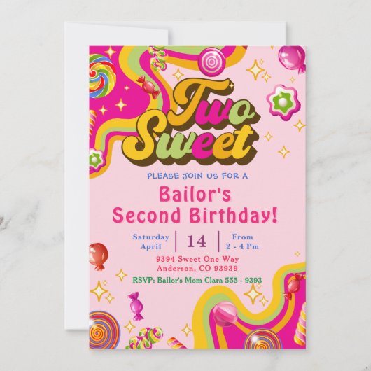 Snoep verjaardagsuitnodiging twee lieve feestjes kaart (Voorkant)