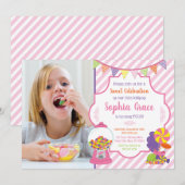 Snoep verjaardagsuitnodigingen | Sweet Shoppe Part Kaart (Voorkant / Achterkant)