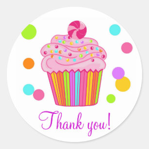 Snoep verrassingscupcake ronde sticker