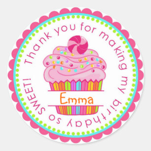 Snoep verrassingscupcake-stickers ronde sticker