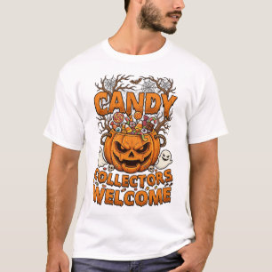 Snoep Verzamelaars Welkom Halloween Pompoen Geeste T-shirt