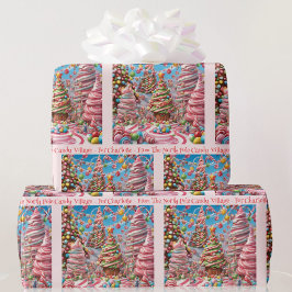 Snoep Village Voeg meisjesnaam toe Roze Kerstmis Cadeaupapier