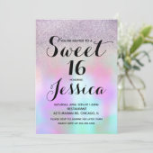 Snoep Vloeibare kiezelsteen Glitter Sweet 16 Kaart (Staand voorkant)