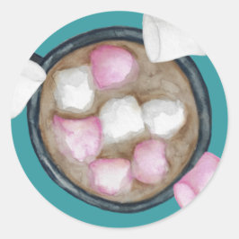 Snoep voor cacaomarshmallows winter ronde sticker