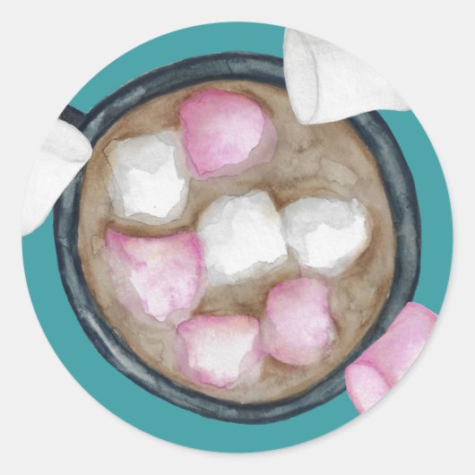 Snoep voor cacaomarshmallows winter ronde sticker (Voorkant)