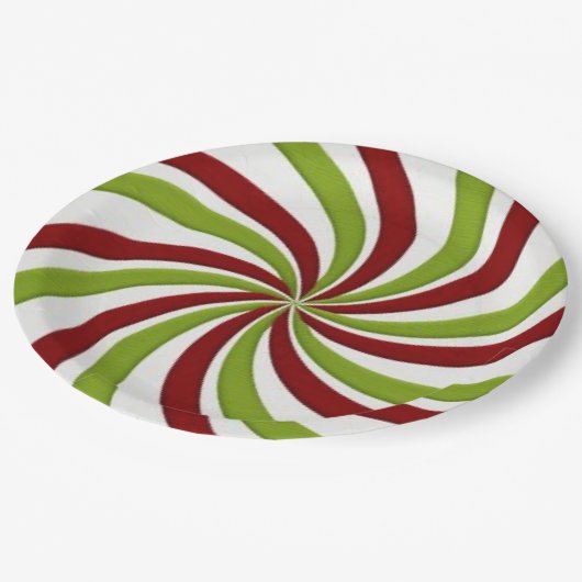Snoep voor kerstgroen en rood permint papieren bordje (Gekanteld)