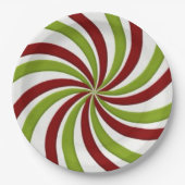 Snoep voor kerstgroen en rood permint papieren bordje (Voorkant)
