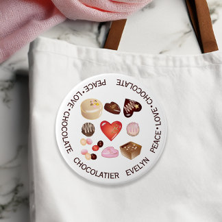Snoep voor persoonlijke liefdesliefdeschocolade ronde button 7,6 cm