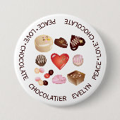 Snoep voor persoonlijke liefdesliefdeschocolade ronde button 7,6 cm (Voorkant)