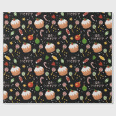 Snoep voor prettige kerstfeestjes cadeaupapier (Vlak)