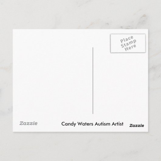 Snoep Waters Autisme Artist Briefkaart (Achterkant)