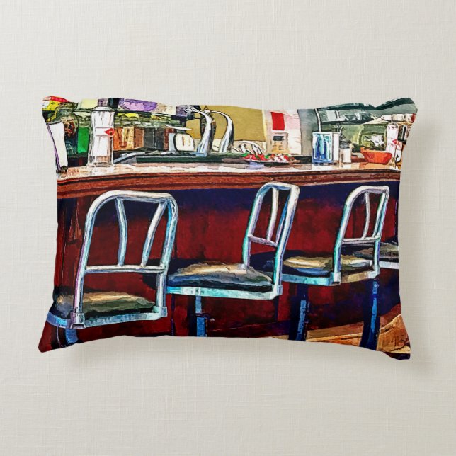 Snoep winkel met Soda Fountain Decoratief Kussen (Achterkant)