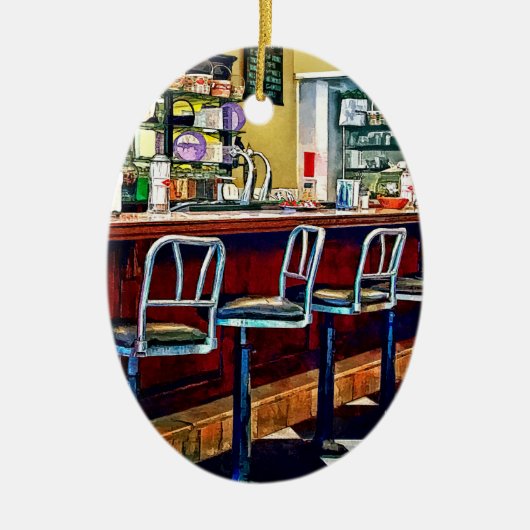 Snoep winkel met Soda Fountain Keramisch Ornament (Voorkant)