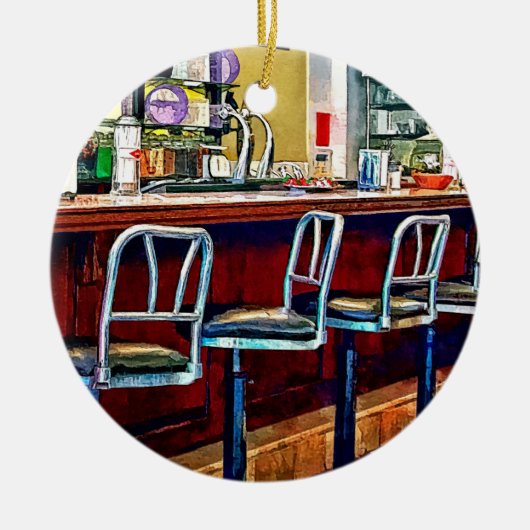 Snoep winkel met Soda Fountain Keramisch Ornament (Voorkant)