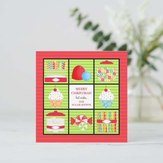 Snoep Winkelen voor zakelijke kerstKaarten Feestdagenkaart (Staand voorkant)