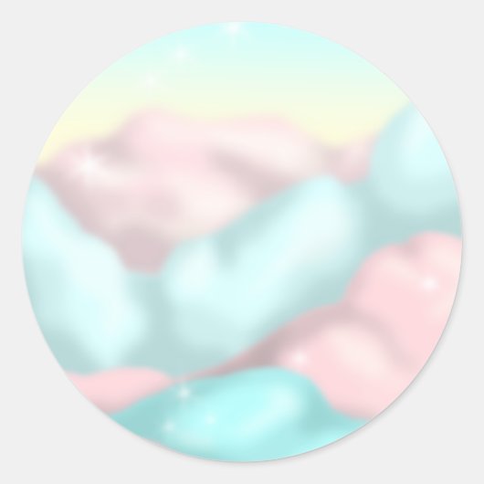 Snoep Wolken Ronde Sticker (Voorkant)