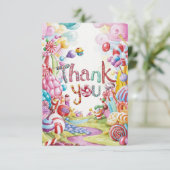 Snoep Wonderland Candyland bedankkaart (Staand voorkant)