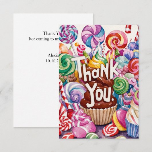 Snoep Wonderland Candyland bedankkaart (Voorkant / Achterkant)