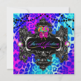 snoep Wonderland Leopard Sweet 16 Gold Metalli Kaart
