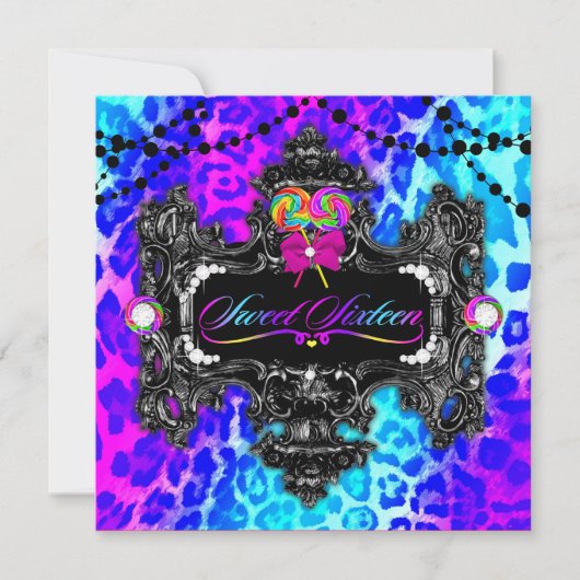 snoep Wonderland Leopard Sweet 16 Kaart (Voorkant)