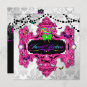 snoep Wonderland Pink White Damask Kaart (Voorkant / Achterkant)