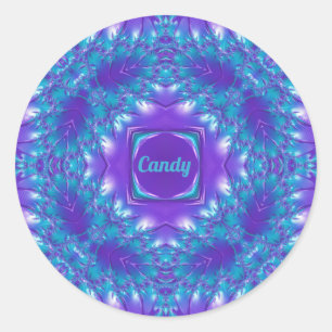 SNOEP ~ WOW  3D! Aqua, Paars en wit ~ Ronde Sticker