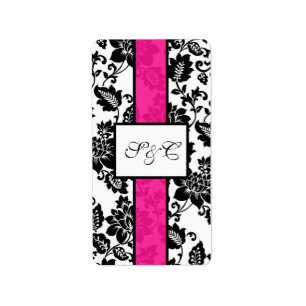 Snoep wrapper voor zwart/wit/warm roze Floral Etiket