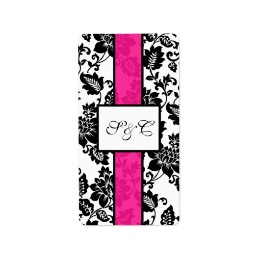 Snoep wrapper voor zwart/wit/warm roze Floral Etiket (Voorkant)