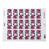 Snoep wrapper voor zwart/wit/warm roze Floral Etiket (Full Sheet)