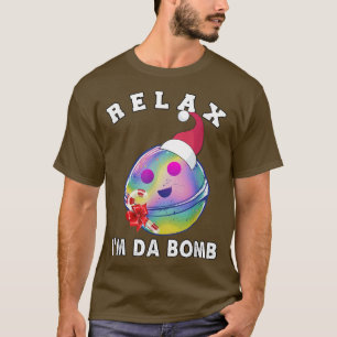 snoepbadbommen santa hat emoticon voor chris t-shirt
