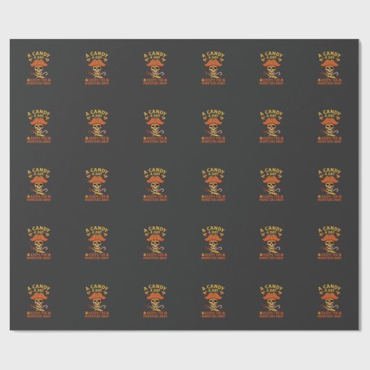 Snoepdag Halloween Piraat Schedelstok Cadeaupapier (Vlak)