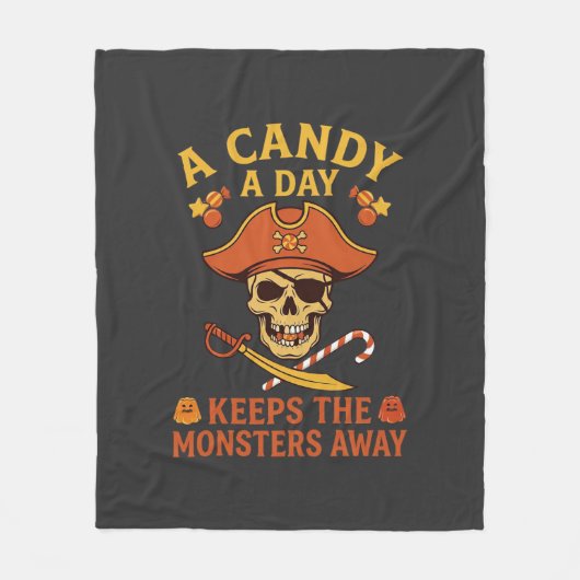 Snoepdag Halloween Piraat Schedelstok Fleece Deken (Voorkant)