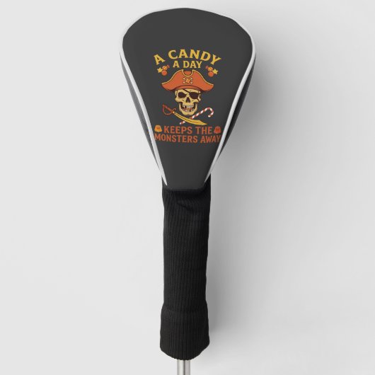 Snoepdag Halloween Piraat Schedelstok Golfheadcover (Voorkant)