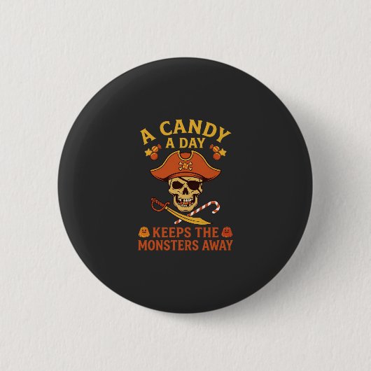 Snoepdag Halloween Piraat Schedelstok Ronde Button 5,7 Cm (Voorkant)