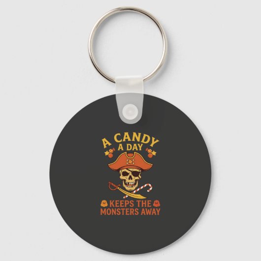 Snoepdag Halloween Piraat Schedelstok Sleutelhanger (Voorkant)