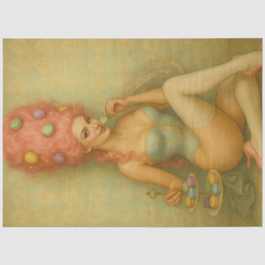 Snoepdagdroom – Pastelkleurige Macaron Rococo Tissuepapier (Voorkant)
