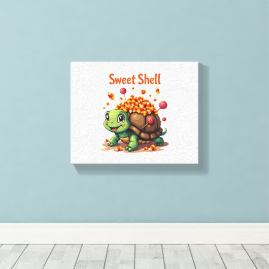 Snoepdop Schildpad Canvas Afdruk (Insitu (Houten vloer))