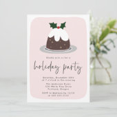 Snoepfruitcake Hulst Roze & Rode Kerstfeestviering Kaart (Staand voorkant)