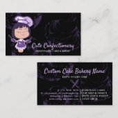 snoepgoed van paars meisje, gebak, zwart visitekaartje (Voorkant / Achterkant)