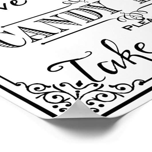 Snoepjes bord elegant zwart bruiloft of partijbord poster (Hoek)