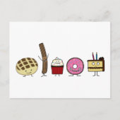 Snoepjes broodpan dulce churro donut cake cupcake briefkaart (Voorkant)