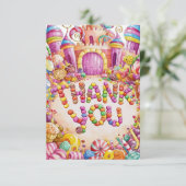 Snoepjes Candyland bedankkaart (Staand voorkant)
