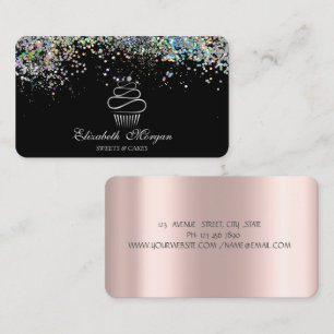 Snoepjes Cupcake Kleurrijk Confetti, Zwart Visitekaartje