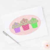 Snoepjes Cupcakes Ovale Sticker (Envelop)