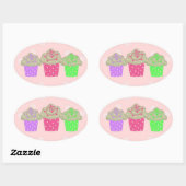 Snoepjes Cupcakes Ovale Sticker (Vel)