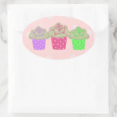 Snoepjes Cupcakes Ovale Sticker (Tas)