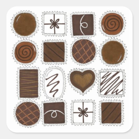 Snoepjes Doos Chocolade Chocolade Chocolade Valent Vierkante Sticker (Voorkant)